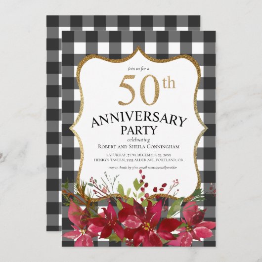 Moderne 50e Jubileum buffelkoepelroodbloem Kaart (Voorkant / Achterkant)