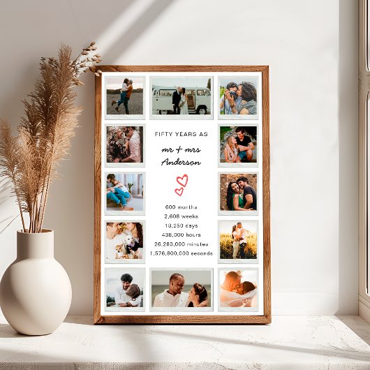 Moderne 50e Jubileum Custom Photo Collage Poster