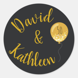 Moderne 50e Jubileum gouden ballonafdichtingen Ronde Sticker