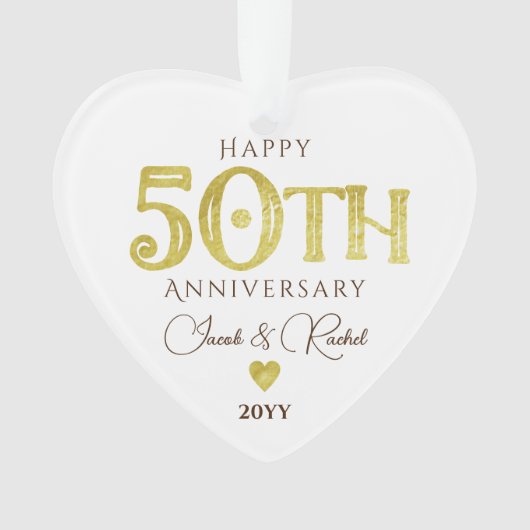 Moderne 50e Jubileum gouden Keepsake bruiloft Ornament (voorkant)