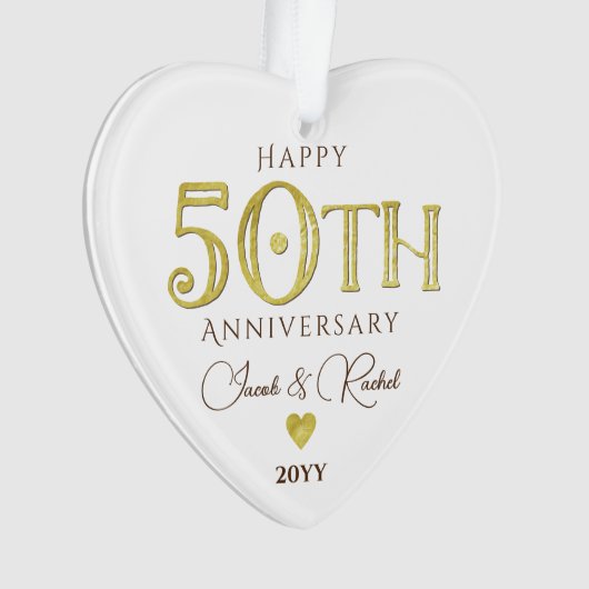 Moderne 50e Jubileum gouden Keepsake bruiloft Ornament (voorkant)