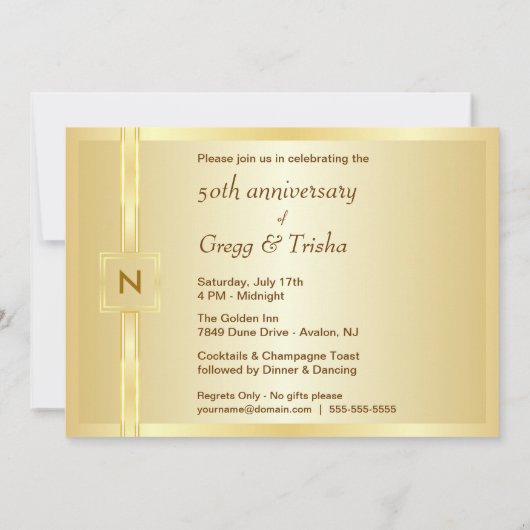 Moderne 50e Jubileum-partij - Foto-uitnodigingen Kaart (Achterkant)