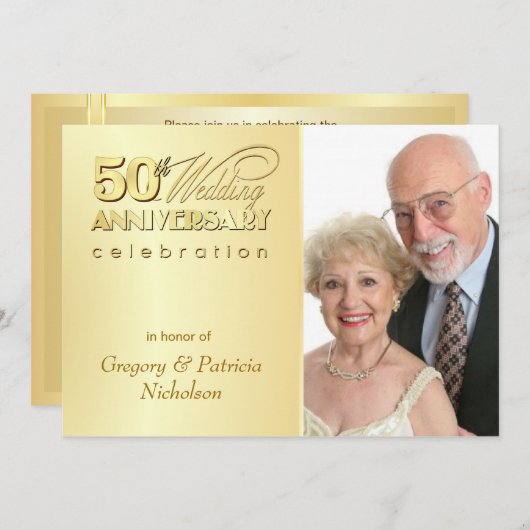 Moderne 50e Jubileum-partij - Foto-uitnodigingen Kaart (Voorkant / Achterkant)