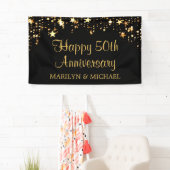 Moderne 50e Jubileum sterren zwart en goud Spandoek (Insitu)