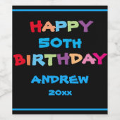 Moderne, 50e verjaardag - Aangepast kleurig geluid Wijn Etiket (Enkel label)