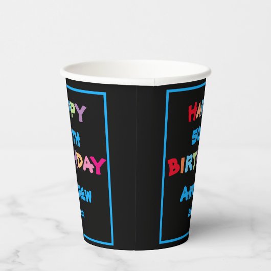 Moderne 50e verjaardag - Aangepaste naam koel   Papieren Bekers (Rechts)