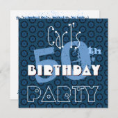 Moderne 50e verjaardag blauwe cirkels Sjabloon W36 Kaart (Voorkant / Achterkant)