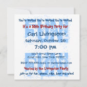 Moderne 50e verjaardag blauwe cirkels Sjabloon W36 Kaart (Achterkant)