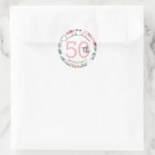 Moderne 50e Verjaardag Blush Roze Bloemen Waterver Ronde Sticker (Tas)