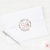 Moderne 50e Verjaardag Blush Roze Bloemen Waterver Ronde Sticker (Envelop)