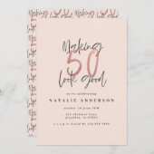 Moderne 50e verjaardag, chic typografie roos goud (Voorkant / Achterkant)