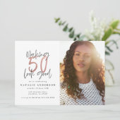Moderne 50e verjaardag, chic typografie roos goud (Staand voorkant)