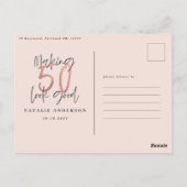 Moderne 50e verjaardag, chic typografie roos goud briefkaart (Achterkant)