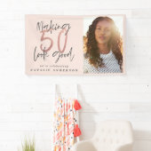 Moderne 50e verjaardag, chic typografie roos goud spandoek (Insitu)