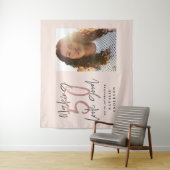 Moderne 50e verjaardag, chic typografie roos goud wandkleed (In situ)