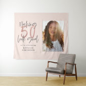 Moderne 50e verjaardag chic typografie roze goud wandkleed (In Situ (horizontaal))