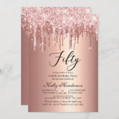 Moderne 50e verjaardag Dripping Roos Gold Kaart (Voorkant / Achterkant)