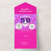 Moderne 50e verjaardag feest viert Glam All In One Uitnodiging (Binnen)