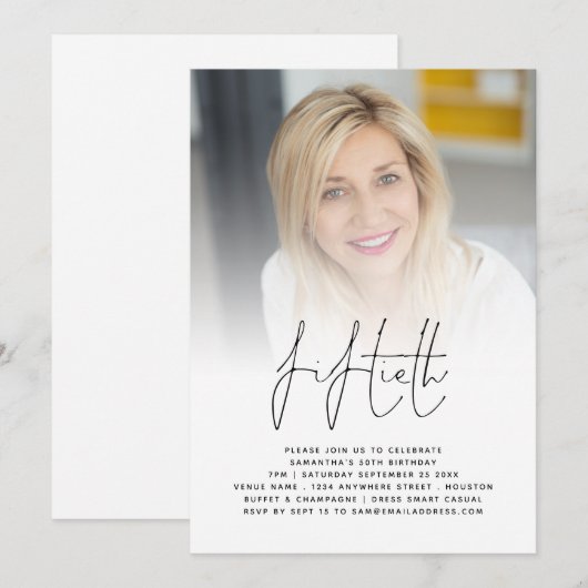 Moderne 50e verjaardag Fotoscriptpartij Kaart (Voorkant / Achterkant)