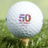 Moderne 50e verjaardag golfballen 50 en fantastisc