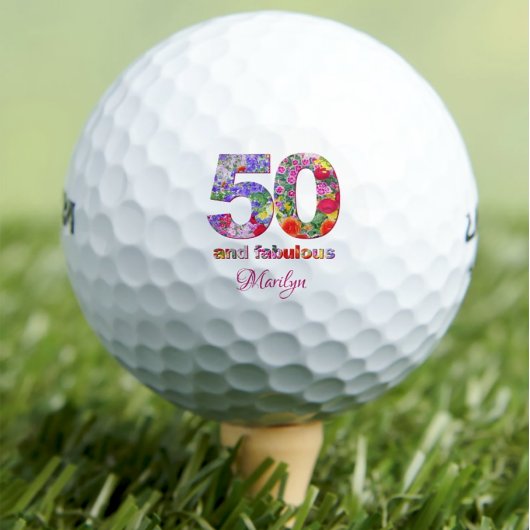 Moderne 50e verjaardag golfballen 50 en fantastisc