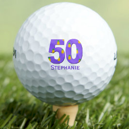 Moderne 50e verjaardag golfballen paarse initialen