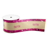 Moderne 50e Verjaardag Goud Hot Pink Glittery Glam Satijnen Lint (Spoel)