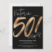 Moderne 50e verjaardag Goud Zwart Sassy Minimalist Kaart (Voorkant)