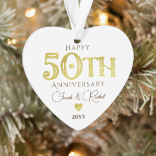 Moderne 50e verjaardag gouden aandenken bruiloft ornament