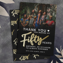 Moderne 50e verjaardag gouden zwart vijftig script