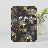 Moderne 50e verjaardag Halloween zwart gouden sche Kaart (Staand voorkant)