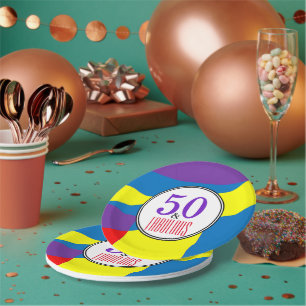 Moderne 50e Verjaardag Kleuren Golf Party Borden Papieren Bordje
