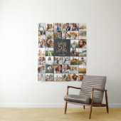 Moderne 50e verjaardag multi foto script cadeau fl wandkleed (In situ)