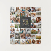 Moderne 50e verjaardag multi foto script geschenk  wandkleed (Voorkant)