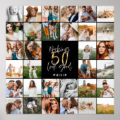 Moderne 50e verjaardag multi-foto scriptgift poster (Voorkant)