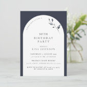 Moderne 50e verjaardag Navy Blue Arch Botanical Kaart (Staand voorkant)