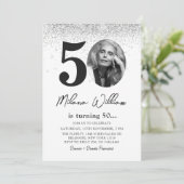 Moderne 50e verjaardag Party foto uitnodiging (Staand voorkant)