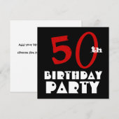 Moderne 50e verjaardag Red Black W1072 Kaart (Voorkant / Achterkant)