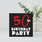 Moderne 50e verjaardag Red Black W1072 Kaart (Staand voorkant)