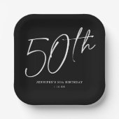 Moderne 50e verjaardag van het Manuscript Vijftigs Papieren Bordje (Voorkant)