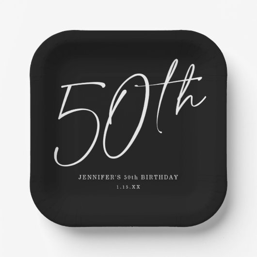 Moderne 50e verjaardag van het Manuscript Vijftigs Papieren Bordje (Voorkant)