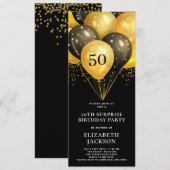 Moderne 50e verjaardag verrassingsballonnen goud z kaart (Voorkant / Achterkant)