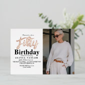 Moderne 50e verjaardag Wit Zwart Foto Vijftig Folie Uitnodiging (Staand Voorkant)