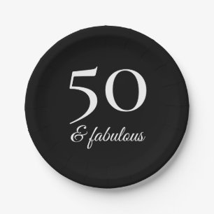 Moderne 50e verjaardag Zwart en wit typografie Papieren Bordje