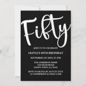 Moderne 50e verjaardag Zwart-wit Uitnodiging (Voorkant)