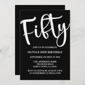 Moderne 50e verjaardag Zwart-wit Uitnodiging (Voorkant / Achterkant)