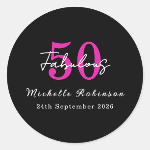 Moderne 50e verjaardagsfeest 50 en fantastisch fee ronde sticker