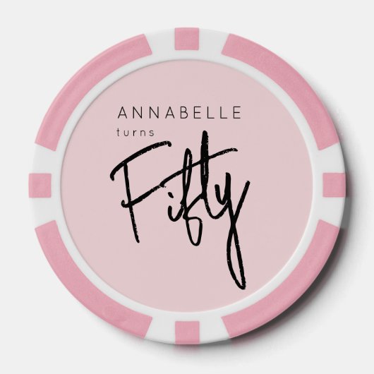 Moderne 50e vijftigste verjaardag poker chips (Voorkant)