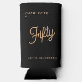 Moderne 50e vijftigste verjaardag seltzer blikjeskoeler (Achterkant)