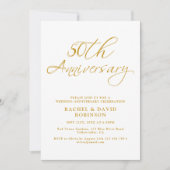 Moderne 50ste bruiloft Jubileum Gold Script Foto Kaart (Voorkant)